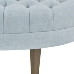 Kirkland's Home Cory Tufted Dusty Linen Ottoman- Benches & Ottomans