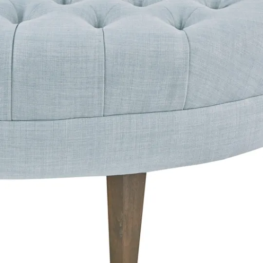 Kirkland's Home Cory Tufted Dusty Linen Ottoman- Benches & Ottomans