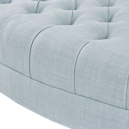 Kirkland's Home Cory Tufted Dusty Linen Ottoman- Benches & Ottomans