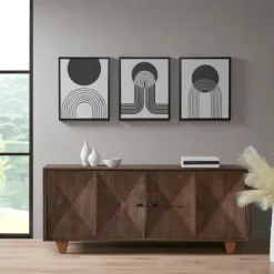 Kirkland's Home Cosmic Curl Geometric 3-Pc. Grayscale Wall Art- Canvas Art