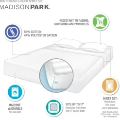 Kirkland's Home Cotton Blend Sateen 6-Pc. Queen Sheet Set- Bed Sheets