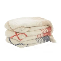Kirkland's Home Cotton Diamond Geometric Fringe Throw- Blankets & Throws