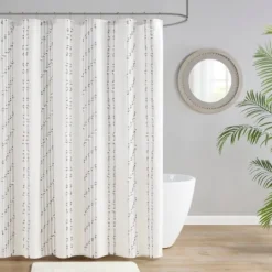 Kirkland's Home Cotton Jacquard Shower Curtain- Shower Curtains