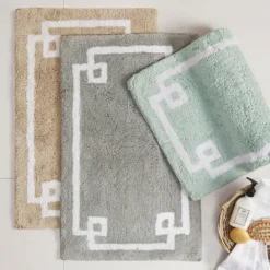 Kirkland's Home Cotton Tufted Bath Mat With Border, 40 In.- Bathroom Rugs
