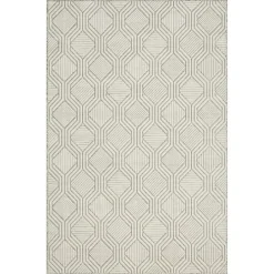 Kirkland's Home Cream And Blue Geo Indoor/Outdoor Area Rug, 7X9- Outdoor Rugs