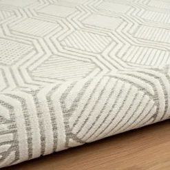Kirkland's Home Cream And Blue Geo Indoor/Outdoor Area Rug, 7X9- Outdoor Rugs