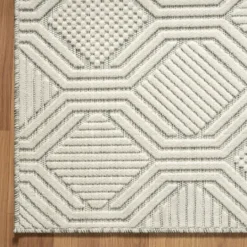 Kirkland's Home Cream And Blue Geo Indoor/Outdoor Area Rug, 7X9- Outdoor Rugs