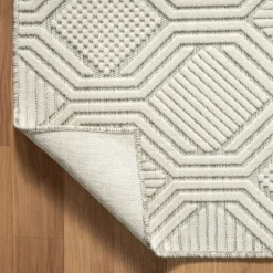 Kirkland's Home Cream And Blue Geo Indoor/Outdoor Area Rug, 7X9- Outdoor Rugs
