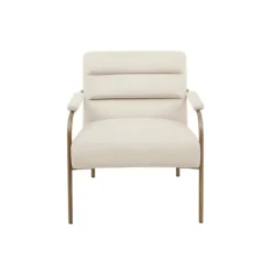 Kirkland's Home Cream And Gold Channeled Accent Chair- Accent Chairs