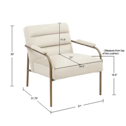 Kirkland's Home Cream And Gold Channeled Accent Chair- Accent Chairs