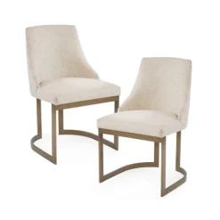 Kirkland's Home Cream And Gold Modern Dining Chairs, Set Of 2- Dining Chairs