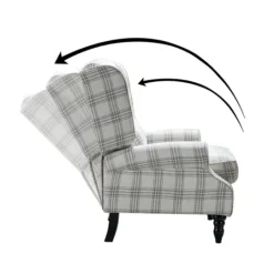 Kirkland's Home Cream And Gray Plaid Traditional Recliner- Accent Chairs