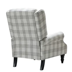 Kirkland's Home Cream And Gray Plaid Traditional Recliner- Accent Chairs