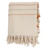 Kirkland's Home Cream And Orange Striped Throw Blanket- Blankets & Throws