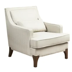 Kirkland's Home Cream And White Contrast Welting Accent Chair- Accent Chairs