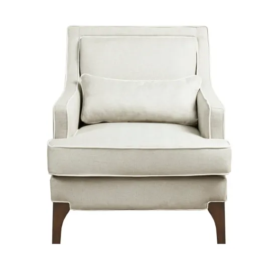 Kirkland's Home Cream And White Contrast Welting Accent Chair- Accent Chairs