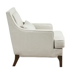 Kirkland's Home Cream And White Contrast Welting Accent Chair- Accent Chairs