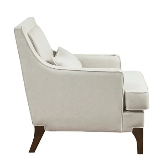 Kirkland's Home Cream And White Contrast Welting Accent Chair- Accent Chairs