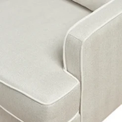 Kirkland's Home Cream And White Contrast Welting Accent Chair- Accent Chairs