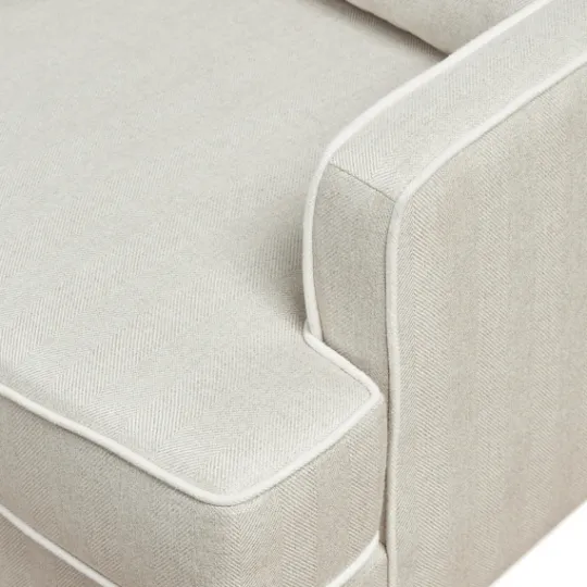 Kirkland's Home Cream And White Contrast Welting Accent Chair- Accent Chairs