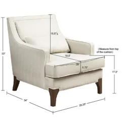 Kirkland's Home Cream And White Contrast Welting Accent Chair- Accent Chairs