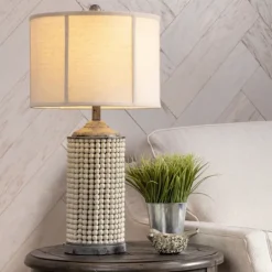 Kirkland's Home Cream Beaded Table Lamp- Table Lamps