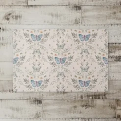 Kirkland's Home Cream Botanical Butterfly Floor Mat- Kitchen & Floor Mats
