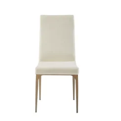 Kirkland's Home Cream Bronze Metal Base Dining Chairs, Set Of 2- Dining Chairs