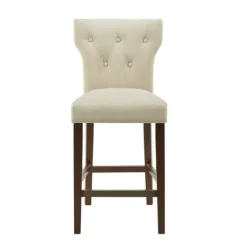 Kirkland's Home Cream Button Tufted Back Counter Stool- Bar Stools & Counter Height Stools