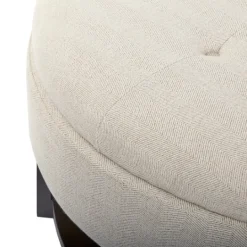 Kirkland's Home Cream Button Tufted Storage Ottoman- Benches & Ottomans