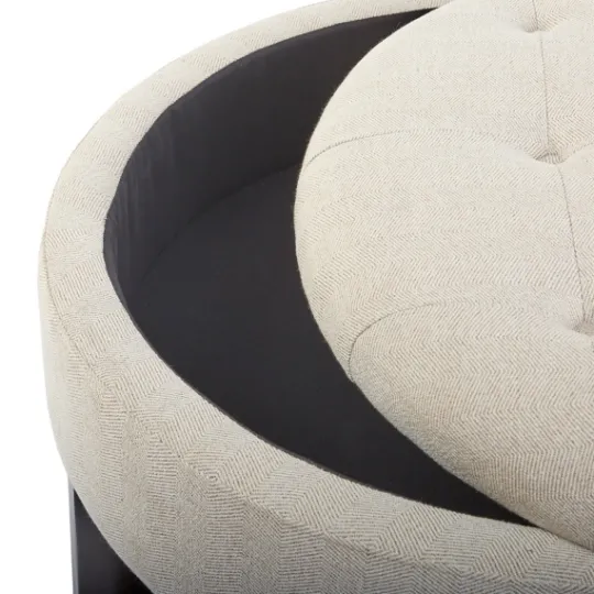 Kirkland's Home Cream Button Tufted Storage Ottoman- Benches & Ottomans