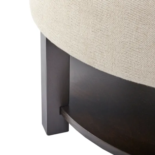 Kirkland's Home Cream Button Tufted Storage Ottoman- Benches & Ottomans
