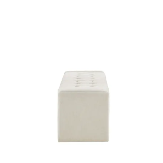 Kirkland's Home Cream Button Tufted Upholstered Storage Bench- Benches & Ottomans