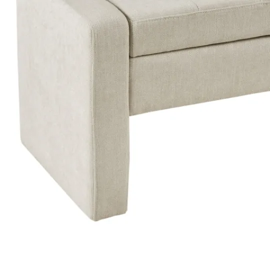 Kirkland's Home Cream Button Tufted Upholstered Storage Bench- Benches & Ottomans