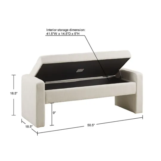Kirkland's Home Cream Button Tufted Upholstered Storage Bench- Benches & Ottomans