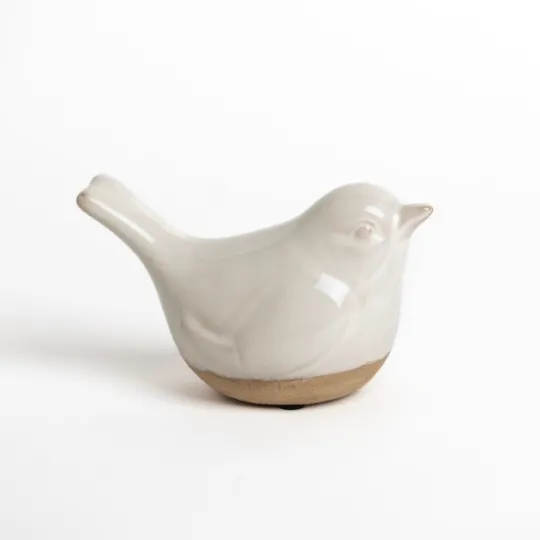 Kirkland's Home Cream Ceramic Bird Figurine- Statues & Figurines