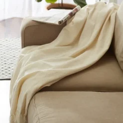 Kirkland's Home Cream Chenille Fringe Throw- Blankets & Throws