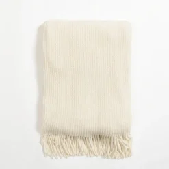Kirkland's Home Cream Chenille Ribbed Throw- Blankets & Throws