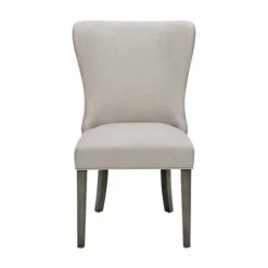 Kirkland's Home Cream Curved Back Upholstered Dining Chair- Dining Chairs