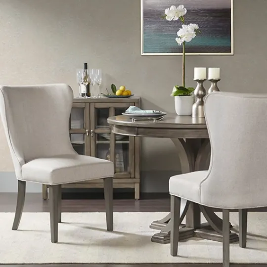 Kirkland's Home Cream Curved Back Upholstered Dining Chair- Dining Chairs