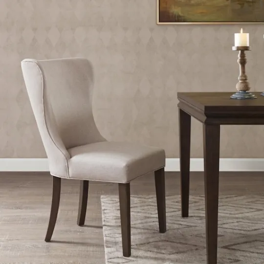 Kirkland's Home Cream Curved Back Upholstered Dining Chair- Dining Chairs