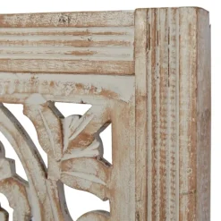 Kirkland's Home Cream Distressed Carved Floral Wall Plaque- Wall Plaques