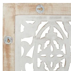 Kirkland's Home Cream Distressed Carved Floral Wall Plaque- Wall Plaques