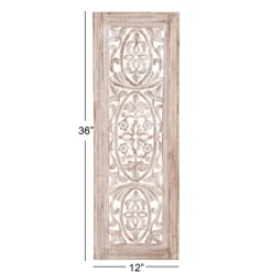 Kirkland's Home Cream Distressed Carved Floral Wall Plaque- Wall Plaques