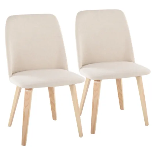 Kirkland's Home Cream Faux Leather Wood Dining Chairs, Set Of 2- Dining Chairs