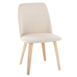 Kirkland's Home Cream Faux Leather Wood Dining Chairs, Set Of 2- Dining Chairs