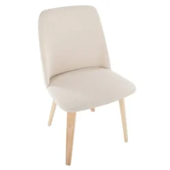 Kirkland's Home Cream Faux Leather Wood Dining Chairs, Set Of 2- Dining Chairs