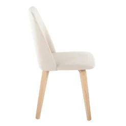 Kirkland's Home Cream Faux Leather Wood Dining Chairs, Set Of 2- Dining Chairs