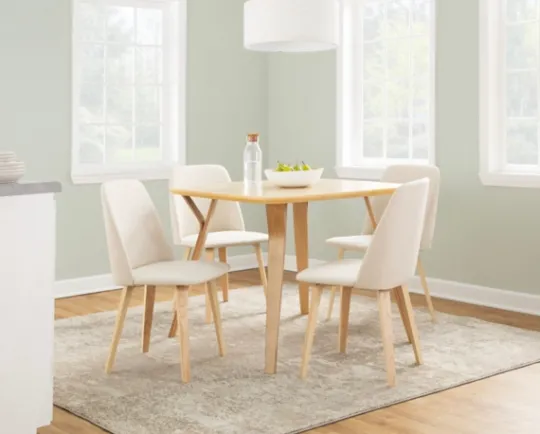 Kirkland's Home Cream Faux Leather Wood Dining Chairs, Set Of 2- Dining Chairs