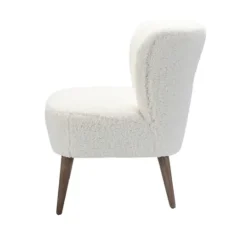 Kirkland's Home Cream Fluffy Wingback Accent Chair- Accent Chairs
